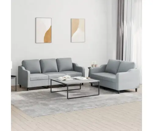 Sofos Komplektas Su Pagalvėlėmis, 2 Dalių, Pilkas, Audinys