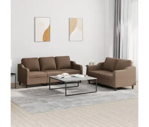 Divdaļīgs Dīvānu Komplekts Ar Spilveniem, Brūns Audums Vidaxl