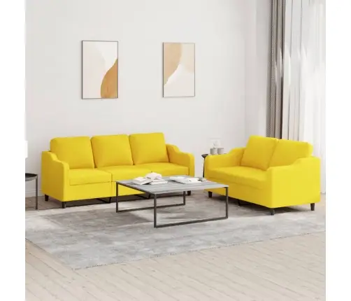 Divdaļīgs Dīvānu Komplekts Ar Spilveniem, Dzeltens Audums Vidaxl
