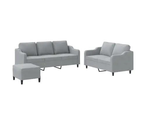 3-Osaline Diivanikomplekt Patjadega, Helehall, Kangas