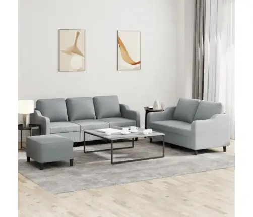 3-Osaline Diivanikomplekt Patjadega, Helehall, Kangas