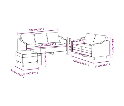 Trīsdaļīgs Dīvānu Komplekts Ar Spilveniem, Brūns Audums Vidaxl