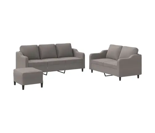 3-Osaline Diivanikomplekt Patjadega, Hallikaspruun, Kangas