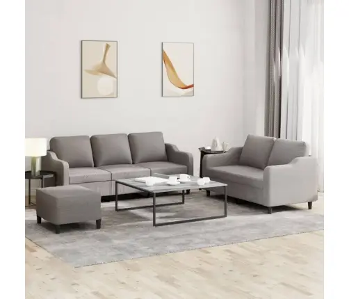 3-Osaline Diivanikomplekt Patjadega, Hallikaspruun, Kangas