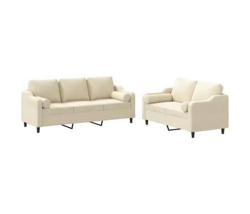 2-Osaline Diivanikomplekt Patjadega, Kreemjas, Kangas