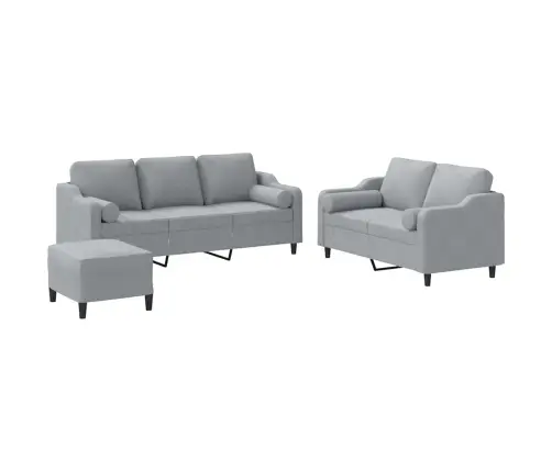 Sofos Komplektas Su Pagalvėmis, 3 Dalių, Pilkas, Audinys