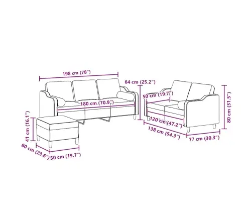 Sofos Komplektas Su Pagalvėmis, 3 Dalių, Pilkas, Audinys