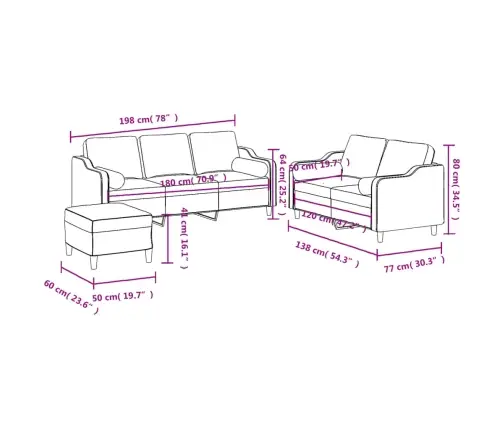 Trīsdaļīgs Dīvānu Komplekts Ar Spilveniem, Krēmkrāsas Audums Vidaxl