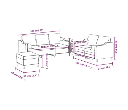 Sofos Komplektas Su Pagalvėmis, 3 Dalių, Geltonas, Audinys
