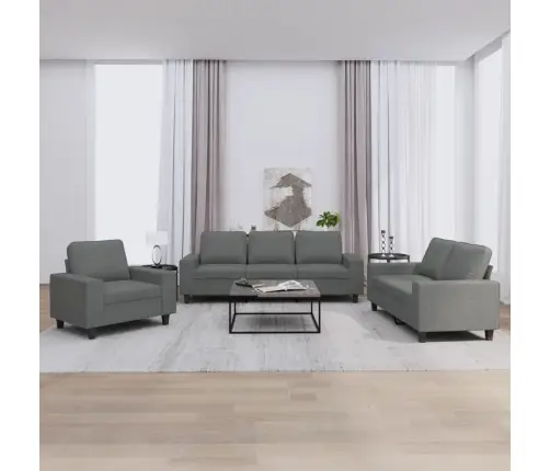 Trīsdaļīgs Dīvāna Komplekts, Tumši Pelēks Audums Vidaxl