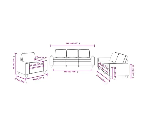 Trīsvietīgs Dīvānu Komplekts, Vīnsarkans Audums Vidaxl