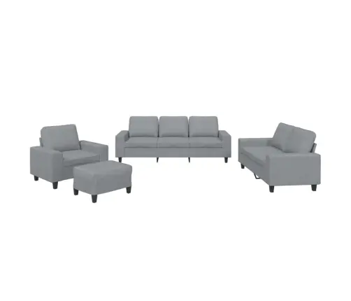 Sofos Komplektas, 4 Dalių, Šviesiai Pilkos Spalvos, Audinys