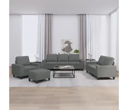 Sofos Komplektas, 4 Dalių, Tamsiai Pilkos Spalvos, Audinys