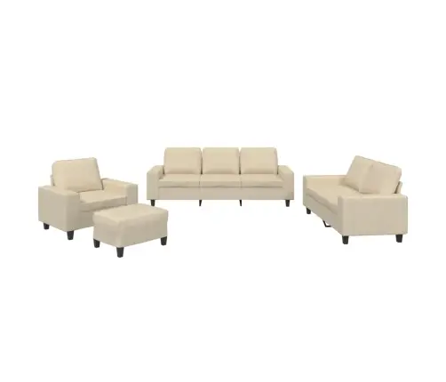 Četrdaļīgs Dīvāna Komplekts, Krēmkrāsas Audums Vidaxl