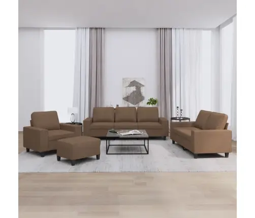 Četrdaļīgs Dīvānu Komplekts, Brūns Audums Vidaxl
