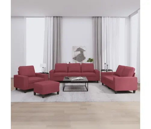 Četrdaļīgs Dīvānu Komplekts, Vīnsarkans Audums Vidaxl