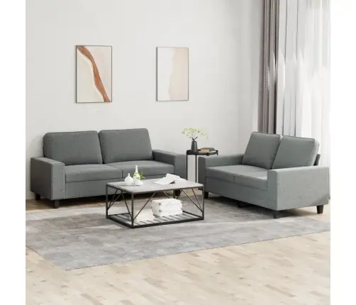 Divdaļīgs Dīvānu Komplekts, Tumši Pelēks Audums Vidaxl