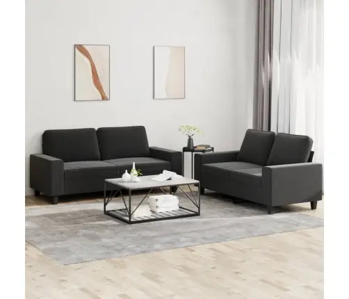 Divdaļīgs Dīvānu Komplekts, Melns Audums Vidaxl