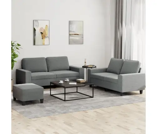 Sofos Komplektas, 3 Dalių, Tamsiai Pilkos Spalvos, Audinys