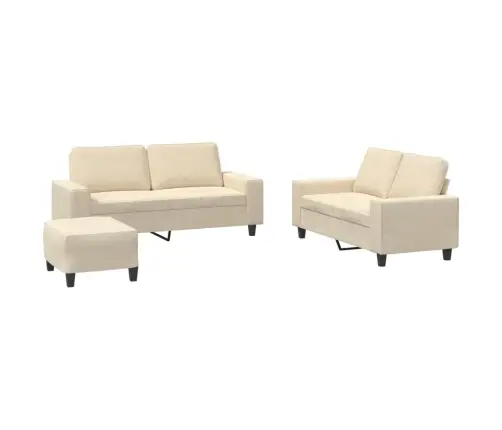 Trīsdaļīgs Dīvānu Komplekts, Krēmkrāsas Audums Vidaxl