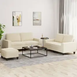 3-Osaline Diivanikomplekt, Helekollane, Kreemjas