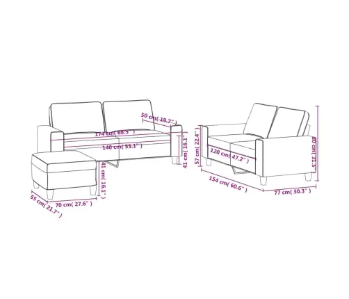 Trīsdaļīgs Dīvānu Komplekts, Melns, Audums Vidaxl