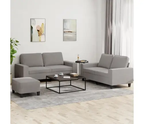 Trīsdaļīgs Dīvānu Komplekts, Pelēkbrūns Audums Vidaxl