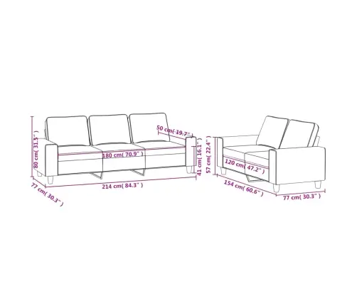 2-Osaline Diivanikomplekt, Helehall, Kangas