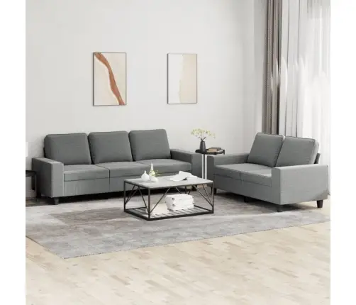 Sofos Komplektas, 2 Dalių, Tamsiai Pilkos Spalvos, Audinys