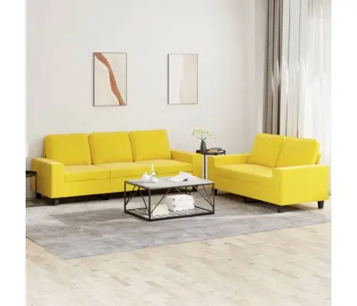 Divdaļīgs Dīvānu Komplekts, Gaiši Dzeltens Audums Vidaxl