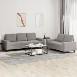 Sofos Komplektas, 2 Dalių, Taupe Spalvos, Audinys