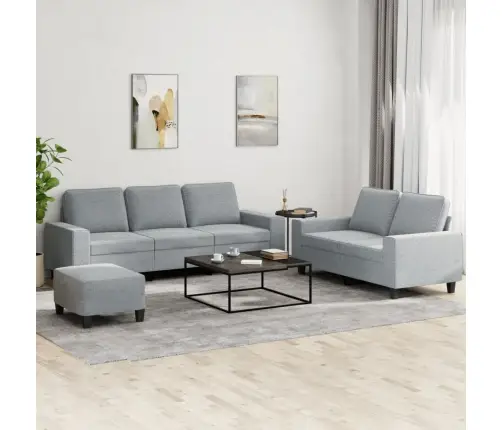 Sofos Komplektas, 3 Dalių, Šviesiai Pilkos Spalvos, Audinys