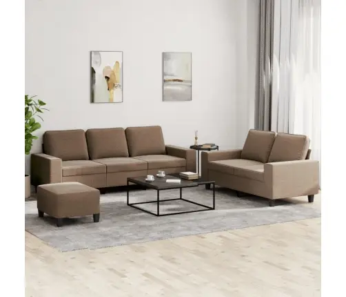 Trīsvietīgs Dīvānu Komplekts, Brūns Audums Vidaxl Trīsvietīgs Dīvānu Komplekts, Brūns Audums Vidaxl