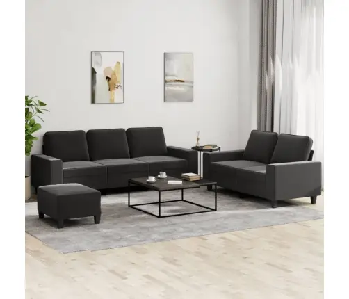 Trīsdaļīgs Dīvānu Komplekts, Melns, Audums Vidaxl