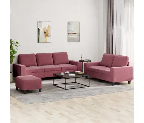 3-Osaline Diivanikomplekt, Veinipunane, Kangas