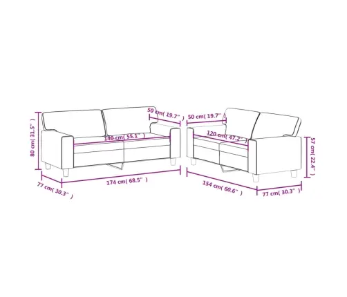 Sofos Komplektas, 2 Dalių, Juodos Spalvos, Dirbtinė Oda