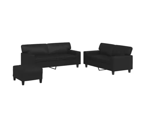 Trīsdaļīgs Dīvānu Komplekts, Melna Mākslīgā Āda Vidaxl