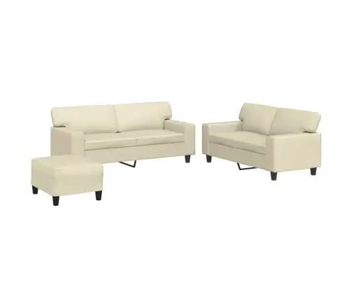 Trīsdaļīgs Dīvānu Komplekts, Krēmkrāsas Mākslīgā Āda Vidaxl
