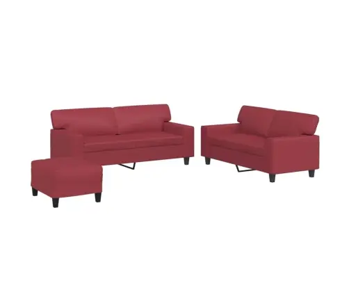 Trīsdaļīgs Dīvānu Komplekts, Sarkana Mākslīgā Āda Vidaxl