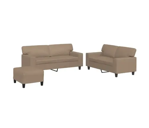 Sofos Komplektas, 3 Dalių, Kapučino Spalvos, Dirbtinė Oda