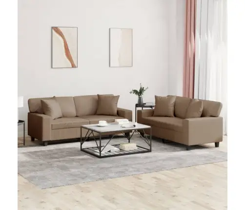 Divdaļīgs Dīvānu Komplekts, Kapučīno Krāsas Mākslīgā Āda Vidaxl