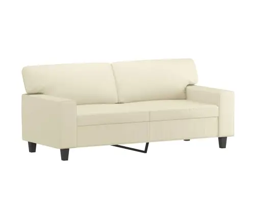 Sofos Komplektas Su Pagalvėmis, 3 Dalių, Kreminis, Dirbtinė Oda