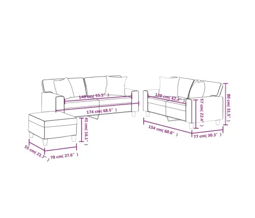 Sofos Komplektas Su Pagalvėmis, 3 Dalių, Kreminis, Dirbtinė Oda