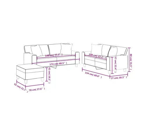 Sofos Komplektas Su Pagalvėmis, 3 Dalių, Pilkas, Dirbtinė Oda