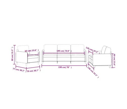 3-Osaline Diivanikomplekt, Helehall, Samet