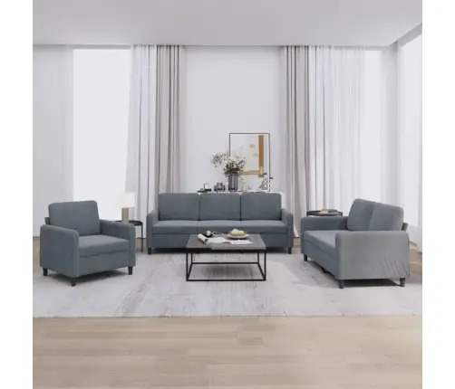 Trīsdaļīgs Dīvānu Komplekts, Tumši Pelēks Samts Vidaxl