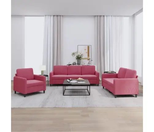 3-Osaline Diivanikomplekt, Veinipunane, Samet