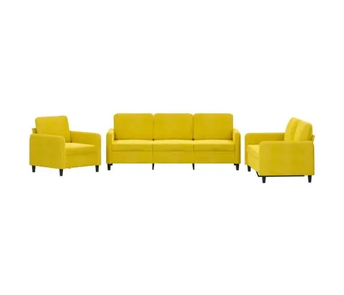 Trīsdaļīgs Dīvānu Komplekts, Dzeltens Samts Vidaxl