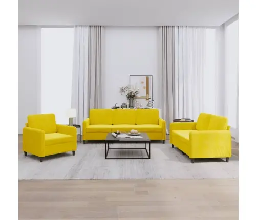 Trīsdaļīgs Dīvānu Komplekts, Dzeltens Samts Vidaxl