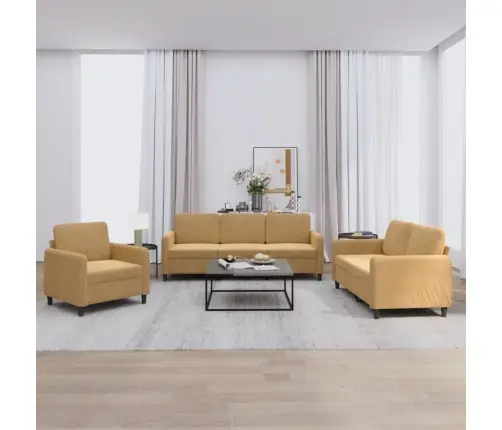 3-Osaline Diivanikomplekt, Pruun, Samet